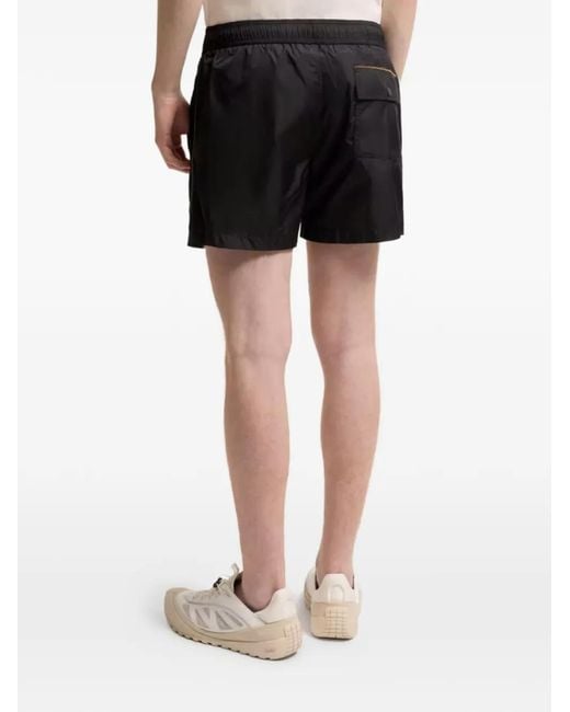 Moncler Black Logo-Patch Swim Shorts for men