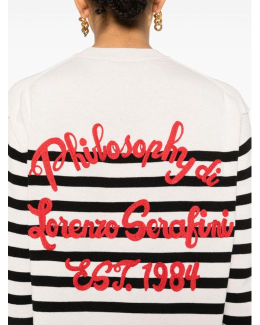 Philosophy Di Lorenzo Serafini Black Logo-embroidered Striped Cardigan
