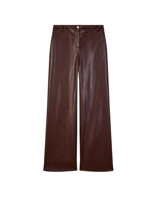 Patrizia Pepe Purple Pinstripe-Stitched Wide-Leg Trousers