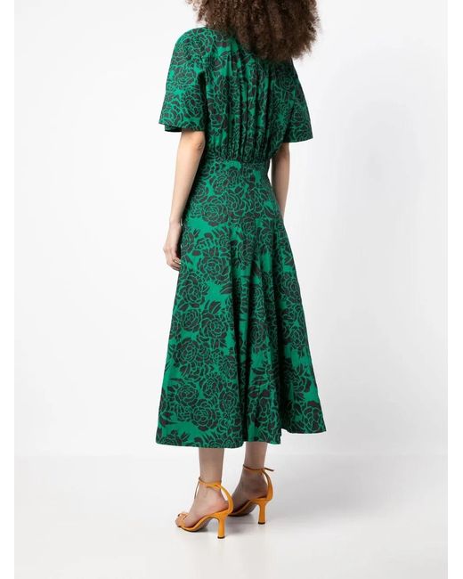 Philosophy Di Lorenzo Serafini Green Rose-Print Shirt Dress