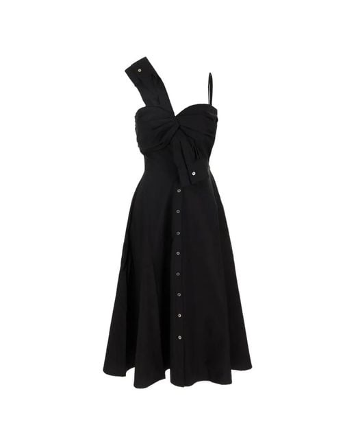 Viktor & Rolf Black Asymmetric-Neckline Sleeveless Midi Dress