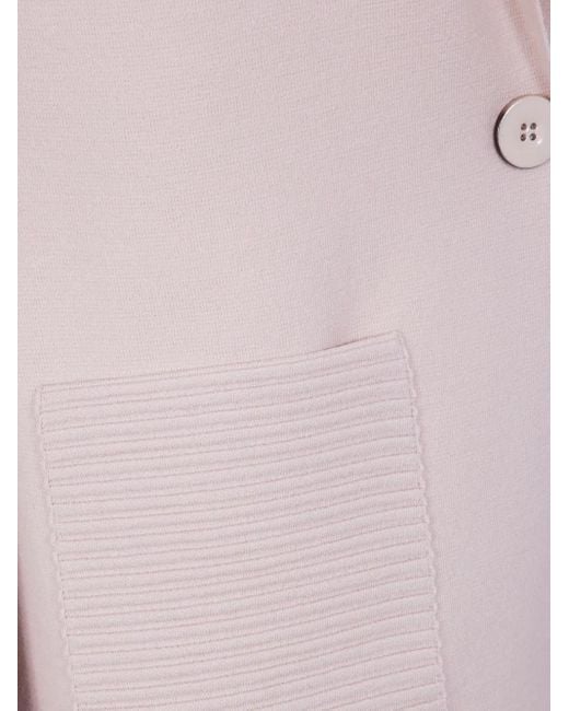 D.exterior Pink Ribbed-Pocket Wool Jacket