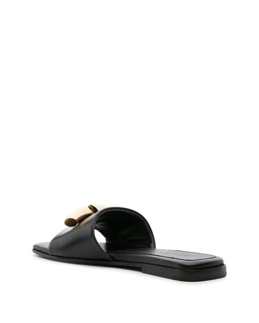 Lanvin Black Haute Sequence Leather Slides