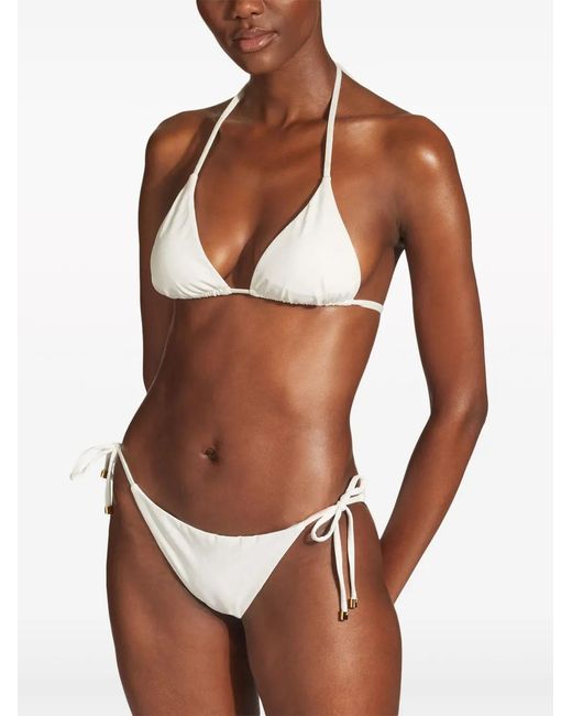 Jimmy Choo Natural Ariah Logo-Print Bikini Bottoms