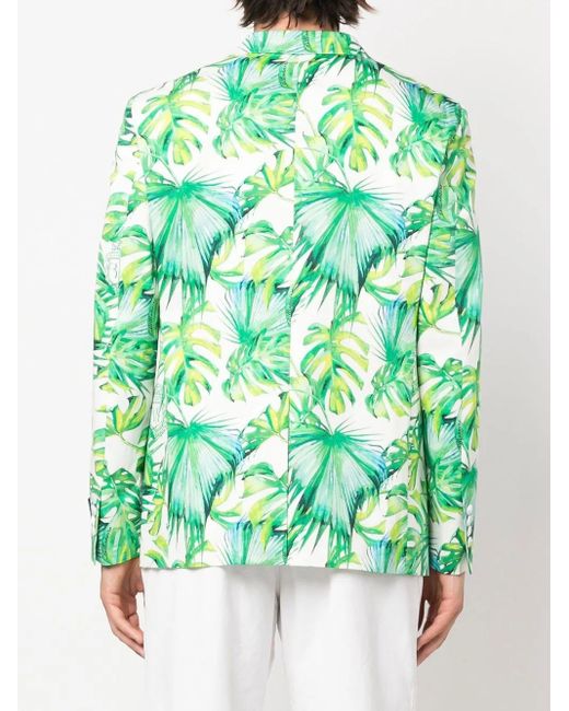 Billionaire Green Palm-Tree Print Blazer for men