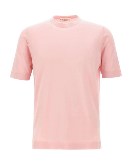 FILIPPO DE LAURENTIIS Pink Ribbed-Trim Short-Sleeve T-Shirt for men