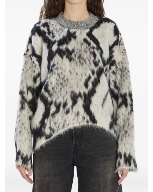 The Attico Gray Gerippter Pullover mit Python-Print