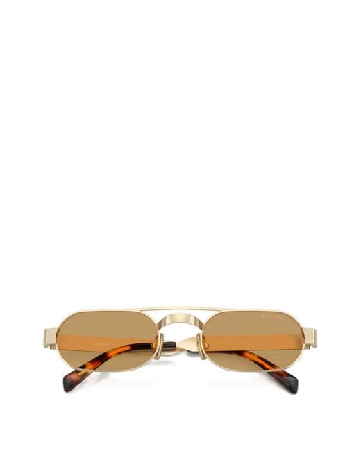 Miu Miu Metallic Geometric-Frame Sunglasses