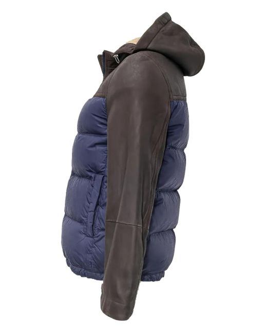 Brunello Cucinelli Blue Colour-Block Puffer Jacket for men