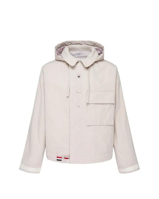 Thom Browne White Mariner Hooded Jacket for men