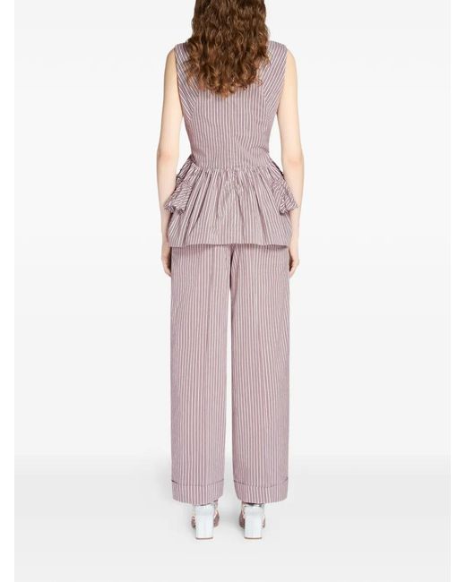 Dries Van Noten Pink Pleated Striped Trousers