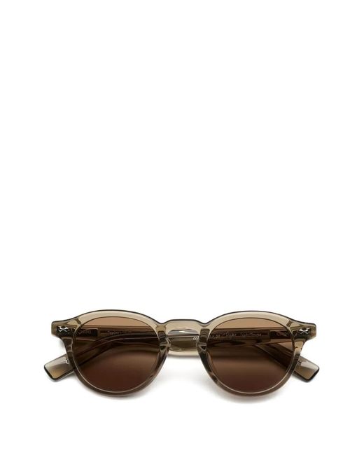 Chimi Brown Scope Round-Frame Sunglasses