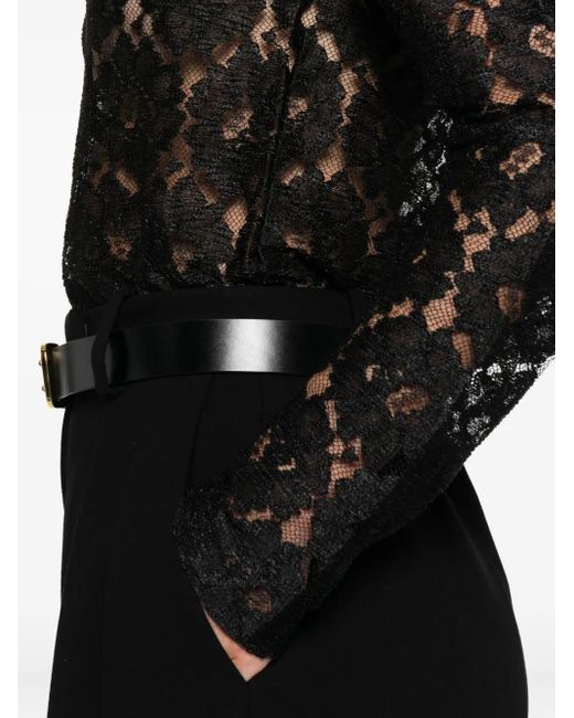 Rohe T-Shirt Met Col En Kant in het Black