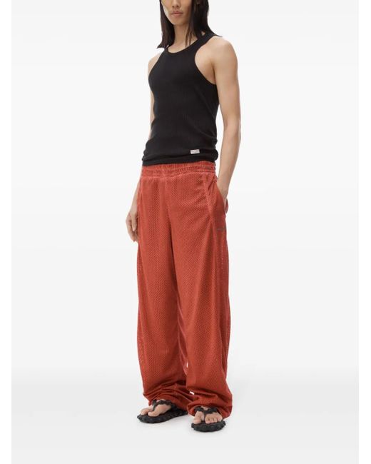 Alexander Wang Red Perforated Mesh Trousers