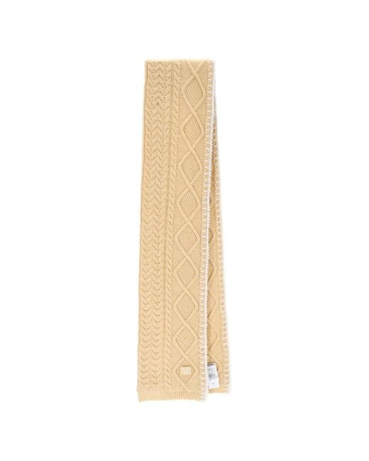 Miu Miu White Cable-Knit Embroidered Scarf