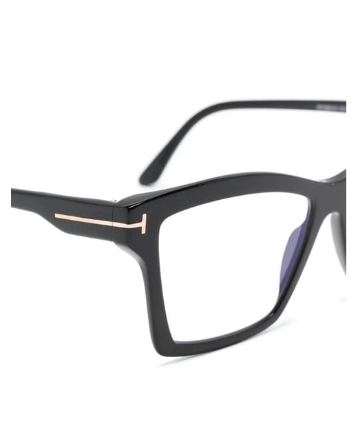 Tom Ford Black T-Hinge Square-Frame Glasses
