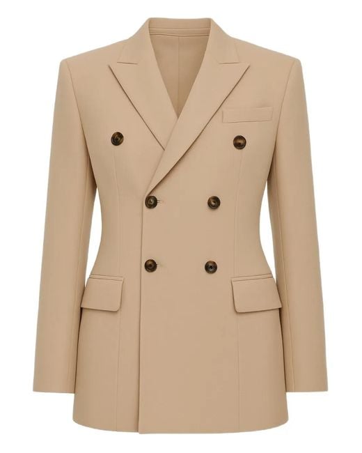 Wardrobe NYC Natural Double-Breasted Blazer