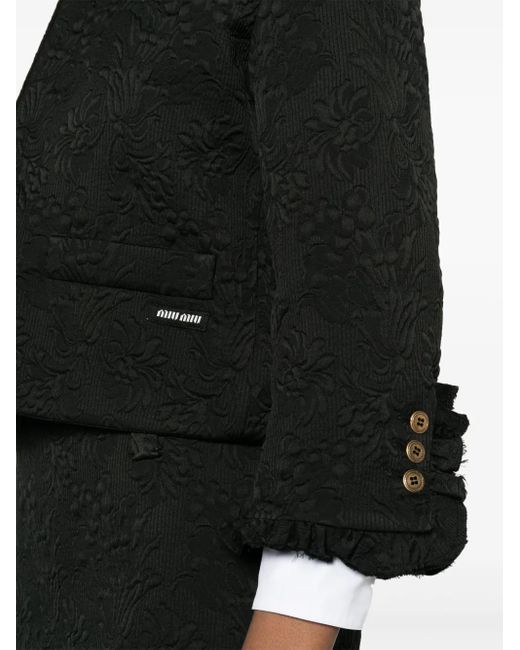 Giacca Corta A Fiori di Miu Miu in Black