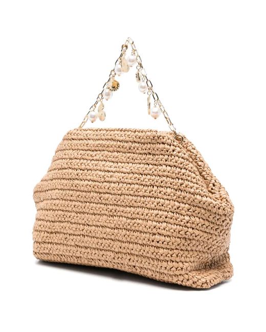 Self-Portrait Natural Self Portrait Raffia Charm Crossbody Bag