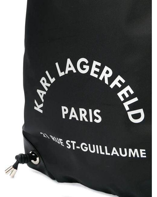 Karl Lagerfeld Black Logo-Motif Drawstring Backpack