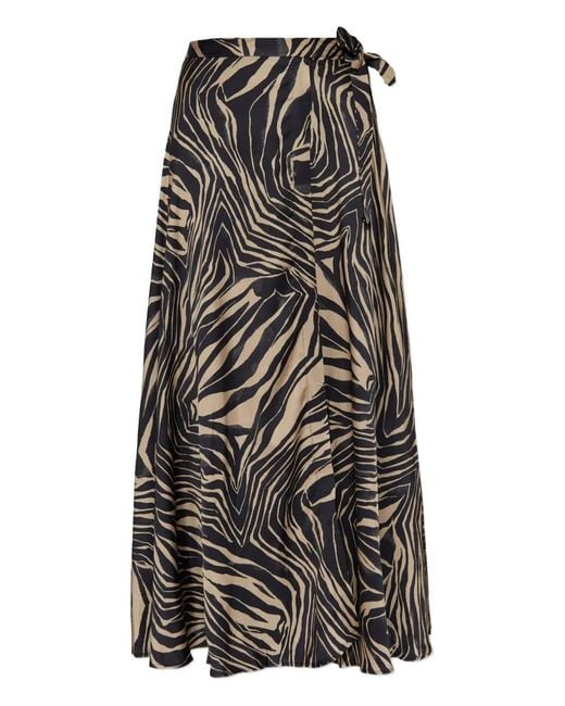 Munthe Black Lovella Zebra-Print Wrap Skirt