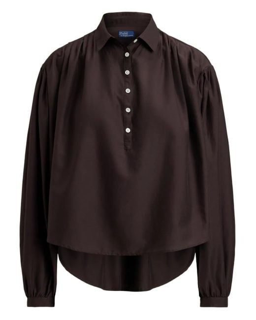 Polo Ralph Lauren Black Collared Long-Sleeved Blouse