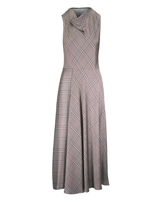Vince Gray Plaid Cowl-Neck Dress
