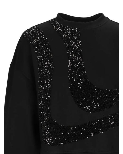 Emporio Armani Black Sequin-Embellished Long-Sleeve Sweatshirt