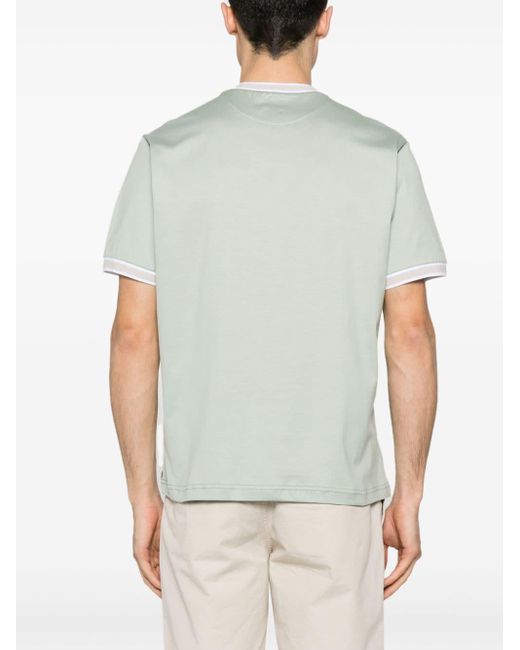 Camiseta con ribete a rayas Eleventy de hombre de color Green