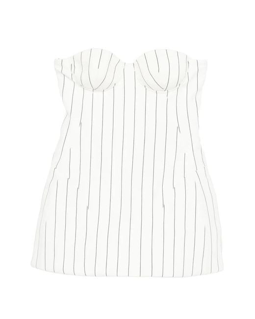 GIUSEPPE DI MORABITO White Striped Strapless Mini Dress