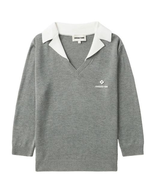 ShuShu/Tong Gray Silk-Cashmere Knitted Top