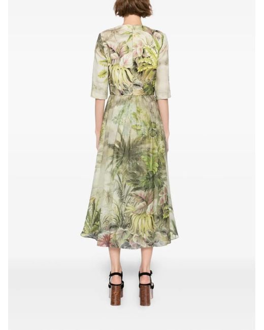 Elie Saab プリント ドレス Green