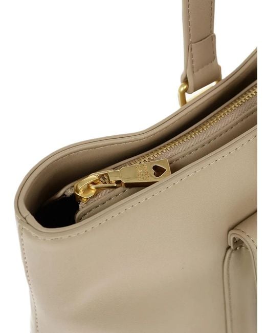 Moschino Natural Heart-Clasp Pocket Shoulder Bag