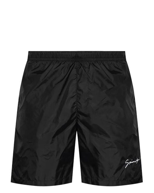 Givenchy Black Logo-Embroidered Swim Shorts for men