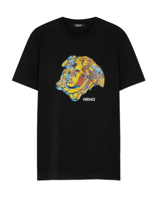Versace Black Crystal Medusa Study T-Shirt for men