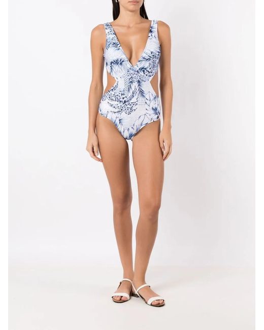 Lygia & Nanny Blue Palm-Tree Print Swimsuit