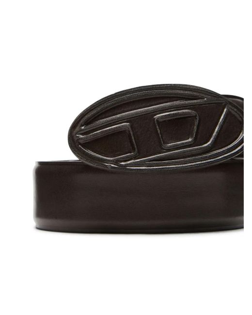 DIESEL Black Leather Belt With Leather-Covered Buckle for men