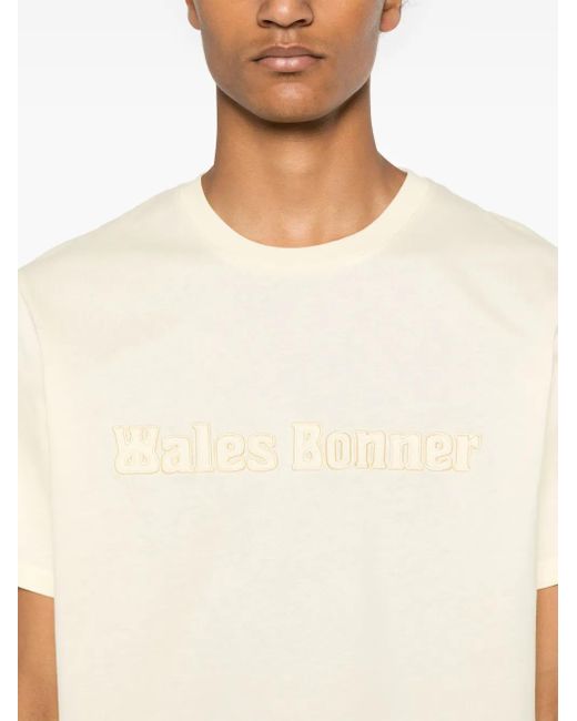 Wales Bonner Natural Logo-Patch Cotton T-Shirt for men