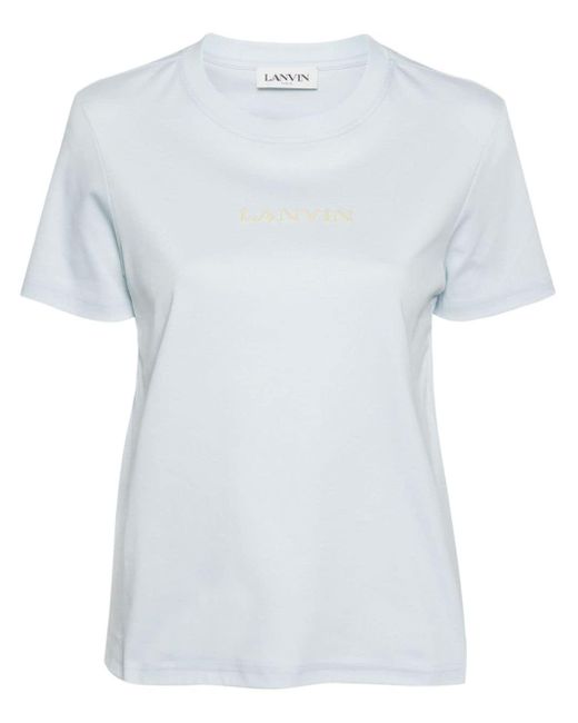 Lanvin White Embroidered-logo Cotton T-shirt