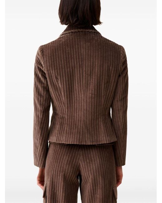 Claudie Pierlot Brown Single-Breasted Slim Corduroy Blazer