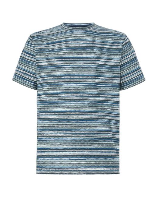 Missoni Blue Flame-Zigzag Pattern Crew-Neck T-Shirt for men