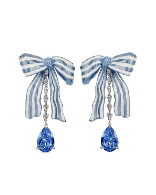Anabela Chan Blue 18kt Gold Vermeil Gingham Sapphire And Diamond Earrings
