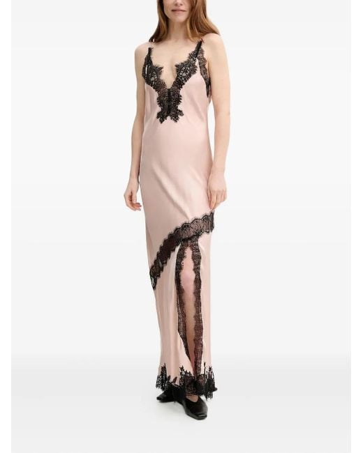 Herskind Natural Lace-Insert Silk Slip Dress