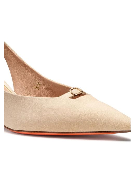 Santoni Natural Buckle Slingback Pumps