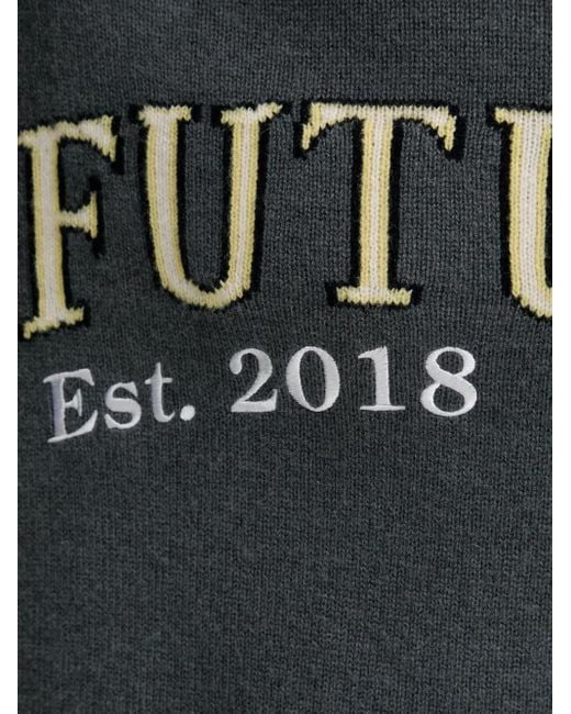 From Future Gray Embroidered-Logo Crew Neck Sweater for men