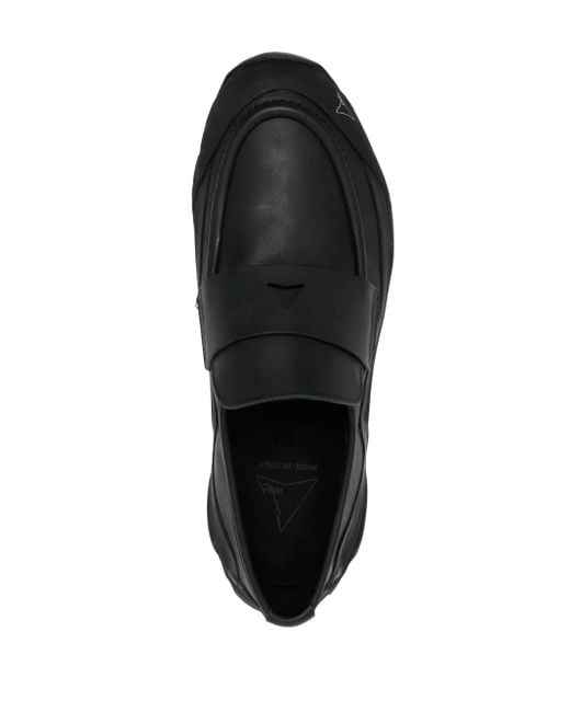 Roa Black Logo-Print Leather Loafers for men