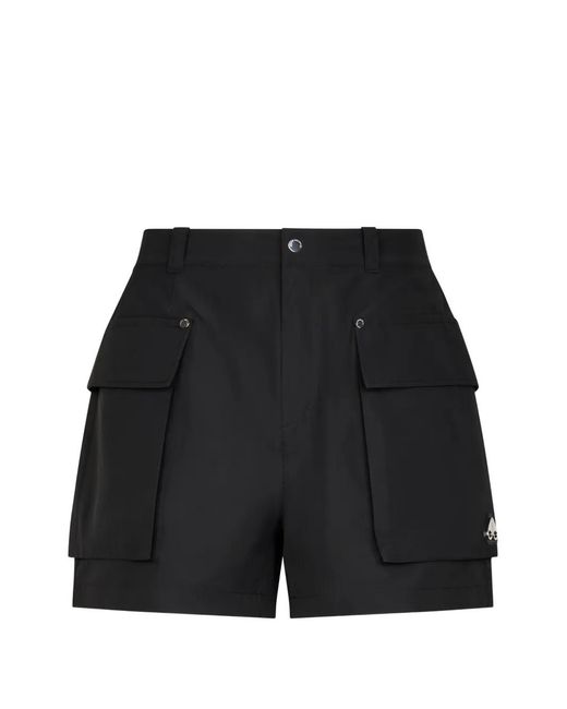 Moose Knuckles Black Logo-Plaque Cargo Shorts for men