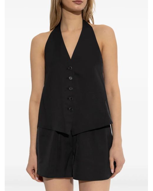 Helmut Lang Black Halter Vest.Round Po P02Hw508