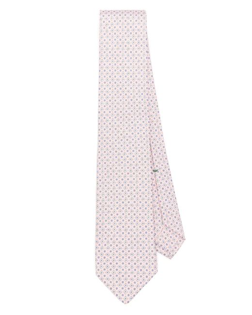 Luigi Borrelli Napoli Pink Geometric-print Silk Tie for men