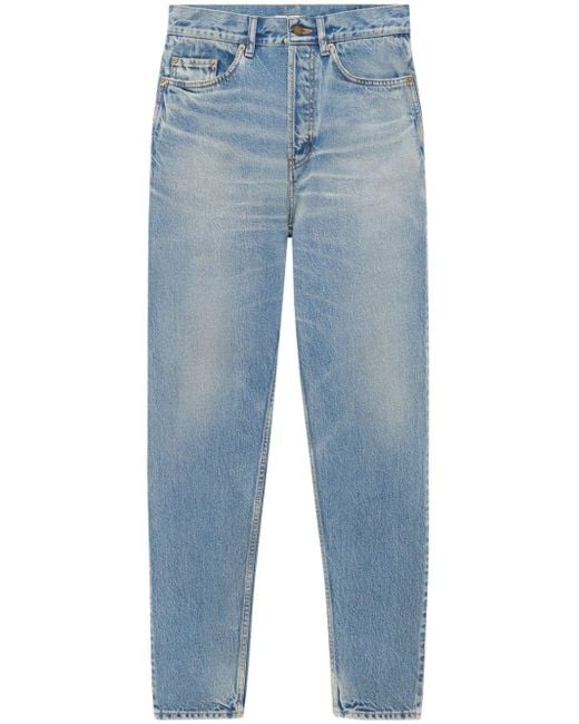 Saint Laurent Blue Tapered-leg Cropped Jeans for men
